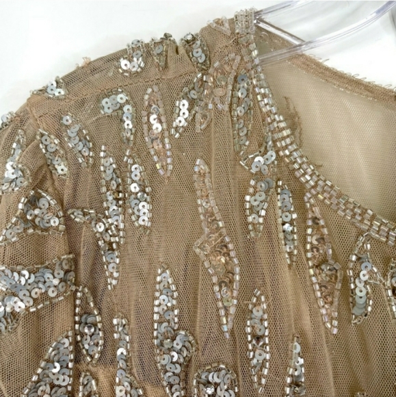 NWT STUNNING MAC DUGGAL BEADED LONG SLEEVE MOCHA - Picture 11 of 12
